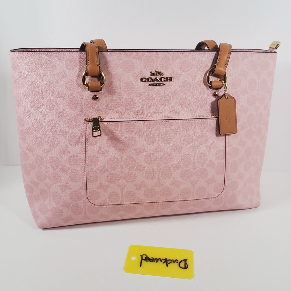 NWT！COACH Station Tote Bag In Signature Canvas powder pink